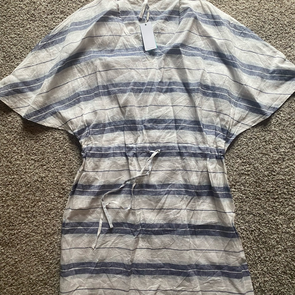 Seafolly Casual Striped Shirt in Gray and Blue